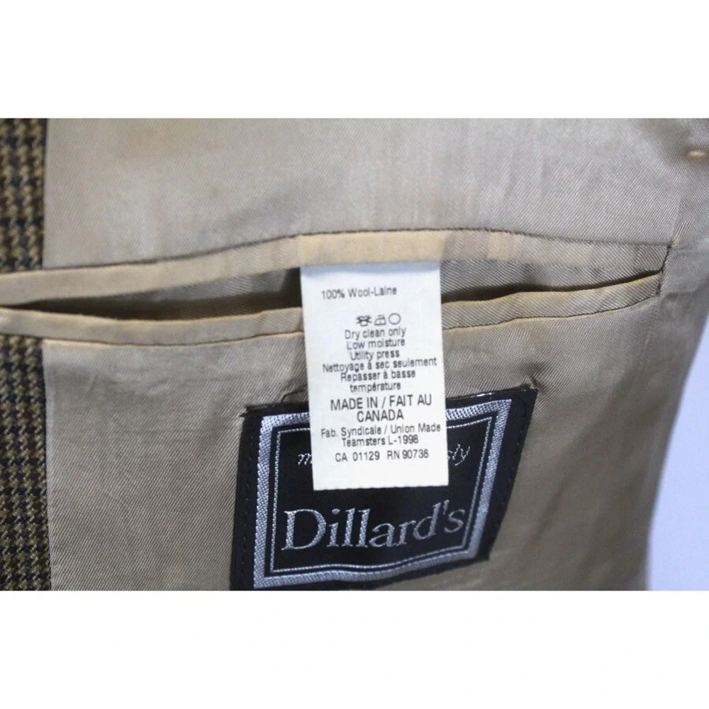 vtg mens brown Ralph Lauren houndstooth blazer jacket sport suit‎ coat wool 42 L